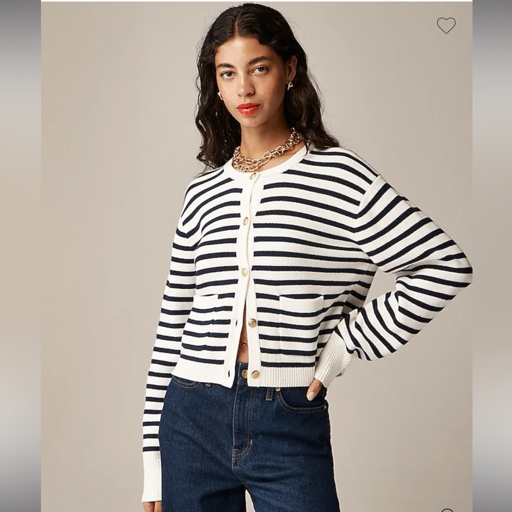 J. Crew New relaxed Emilie sweater lady jacket in stripe